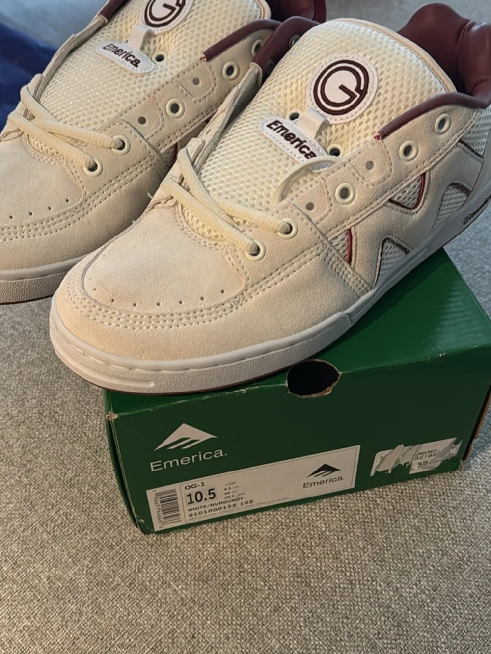 Emerica White and Burgundy OG-1 re release